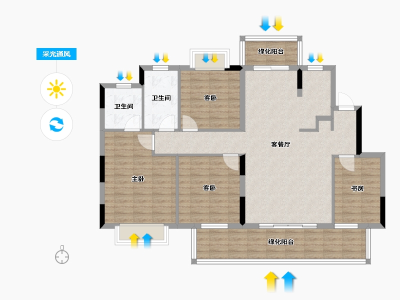 广西壮族自治区-南宁市-联发臻境-111.81-户型库-采光通风