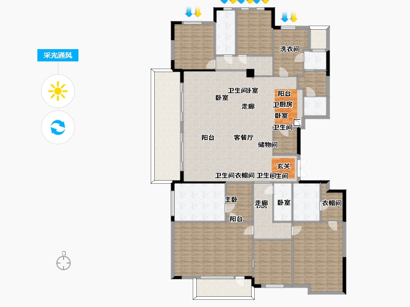 浙江省-杭州市-理想康城一品-305.66-户型库-采光通风