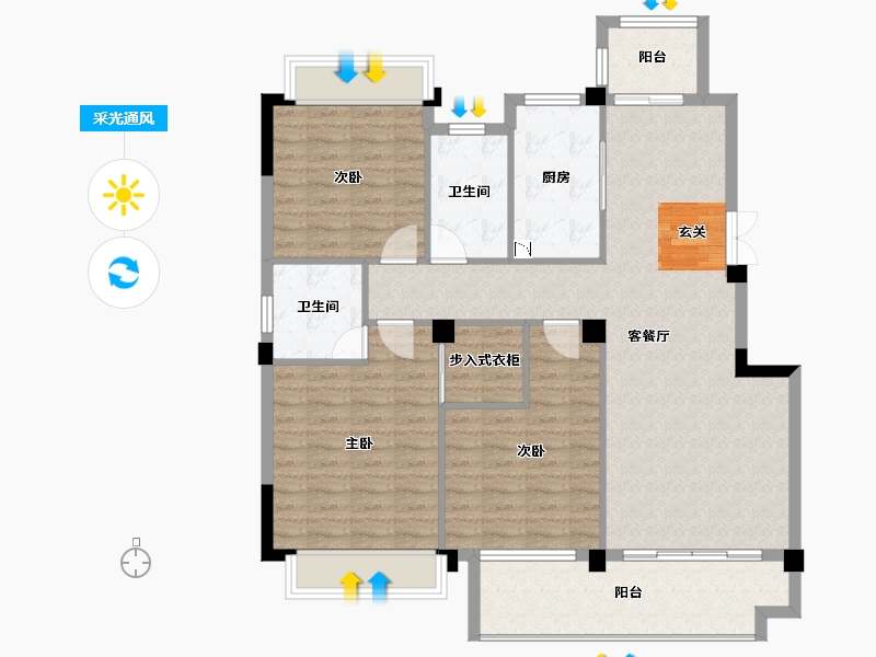 广西壮族自治区-桂林市-湘江壹號-110.03-户型库-采光通风