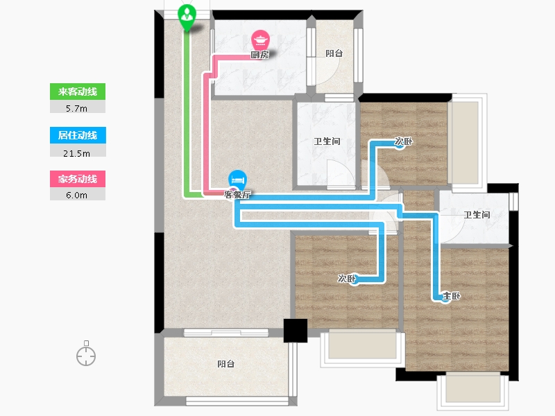 广东省-中山市-华盈四季蓝天-74.42-户型库-动静线