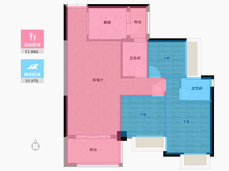 广东省-中山市-华盈四季蓝天-74.42-户型库-动静分区