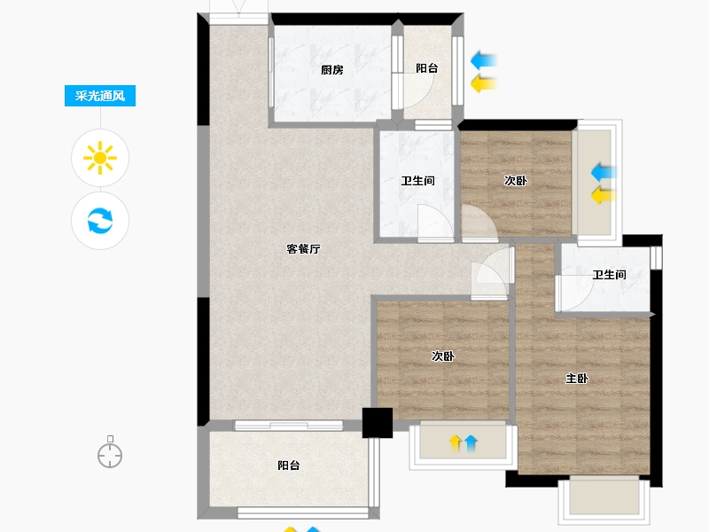 广东省-中山市-华盈四季蓝天-74.42-户型库-采光通风