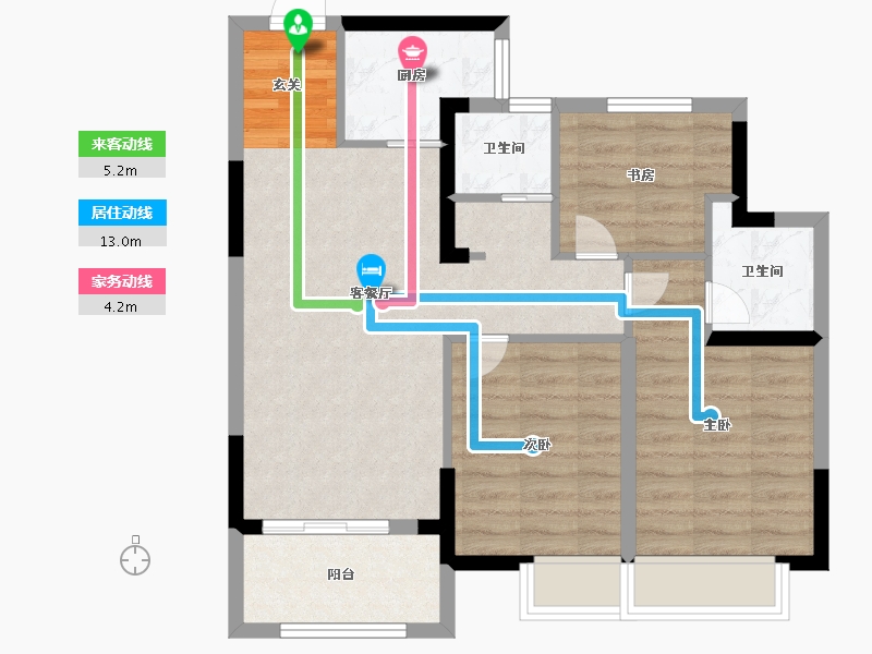 广西壮族自治区-桂林市-湘江壹號-75.00-户型库-动静线