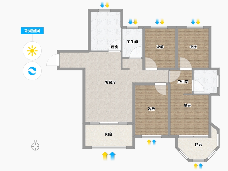 山东省-菏泽市-中南世纪锦城-143.00-户型库-采光通风