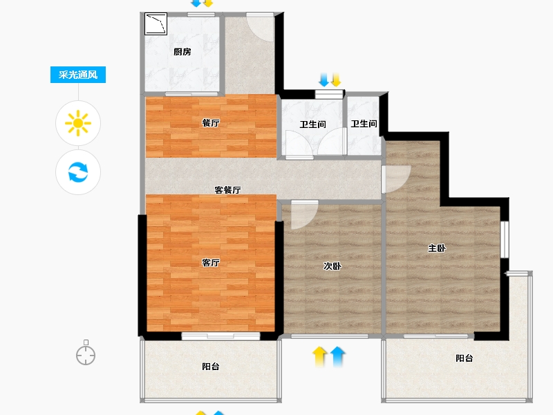 海南省-三亚市-华润石梅湾-82.44-户型库-采光通风