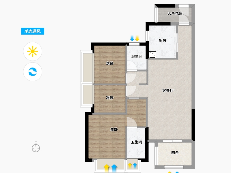 广东省-东莞市-佳兆业时代芳华-74.61-户型库-采光通风