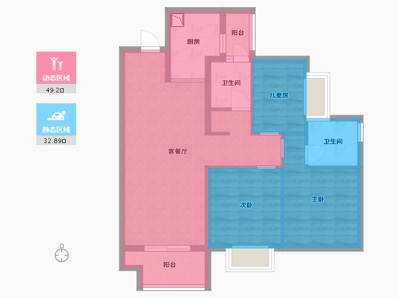 广东省-东莞市-保利松湖和府-72.44-户型库-动静分区