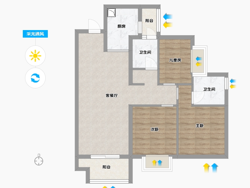 广东省-东莞市-保利松湖和府-72.44-户型库-采光通风