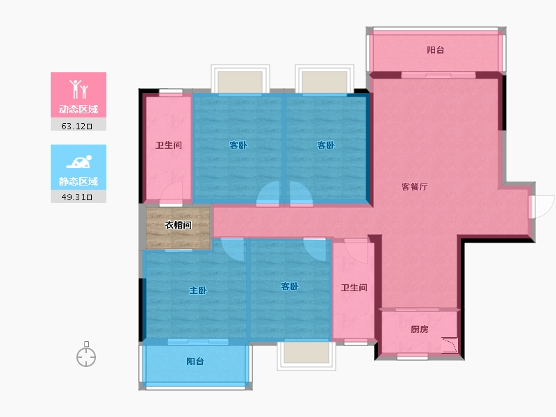 广西壮族自治区-南宁市-汉军冠江台-103.83-户型库-动静分区