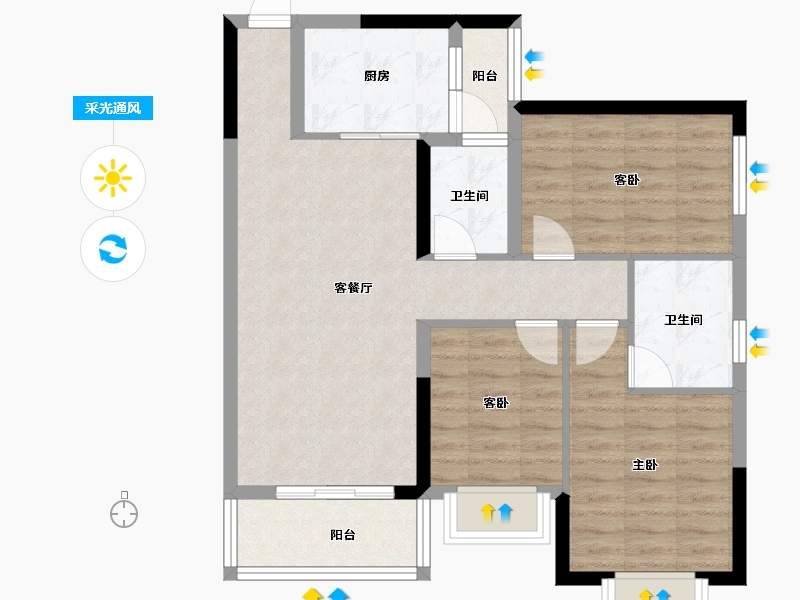 广西壮族自治区-南宁市-汉军冠江台-77.50-户型库-采光通风