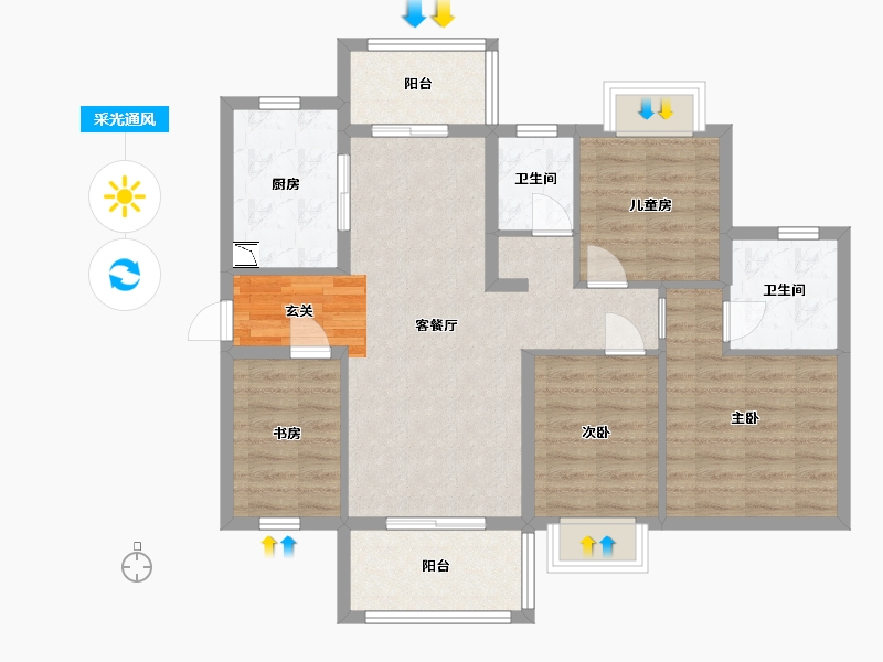 广东省-东莞市-保利松湖和府-90.28-户型库-采光通风