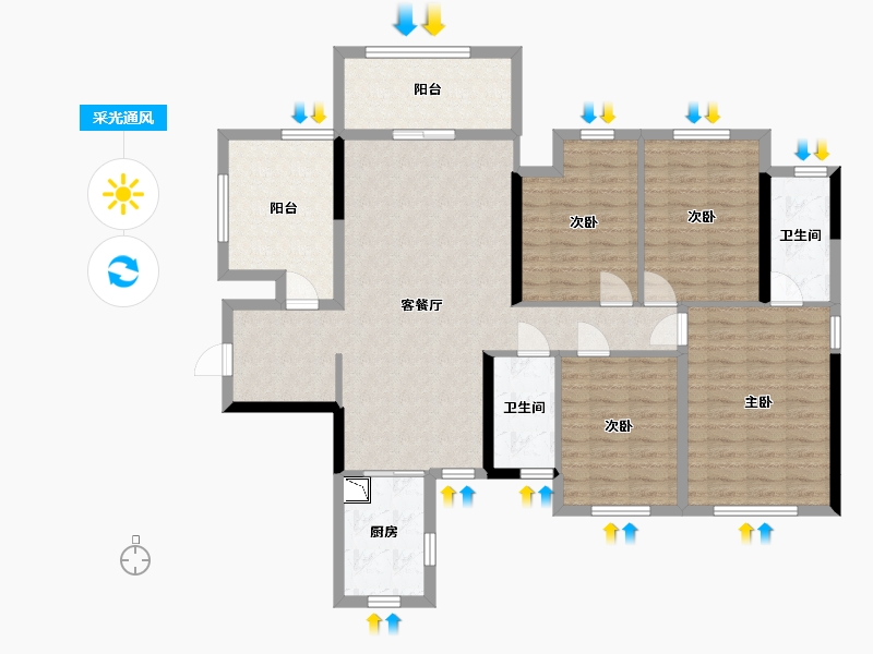 广西壮族自治区-南宁市-翰林江畔-120.32-户型库-采光通风