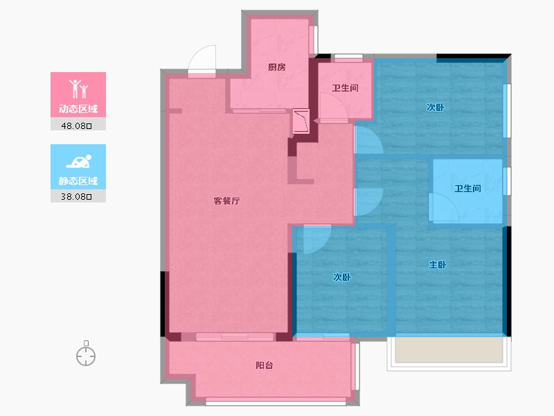 广西壮族自治区-南宁市-旭辉湖山樾-76.59-户型库-动静分区