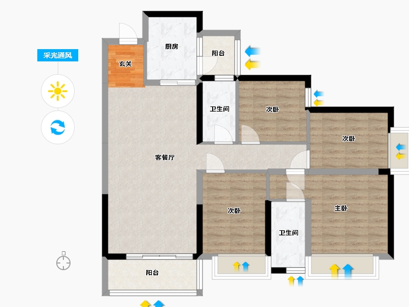 广东省-东莞市-信鸿誉庭-93.97-户型库-采光通风