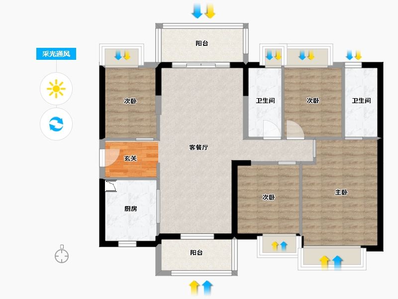 广东省-东莞市-佳兆业时代芳华-98.27-户型库-采光通风