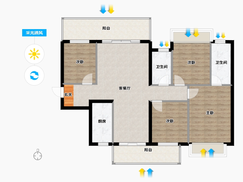 广西壮族自治区-南宁市-阳光城大唐檀境-103.08-户型库-采光通风