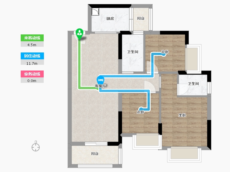 广东省-东莞市-天麟八号公馆-69.16-户型库-动静线