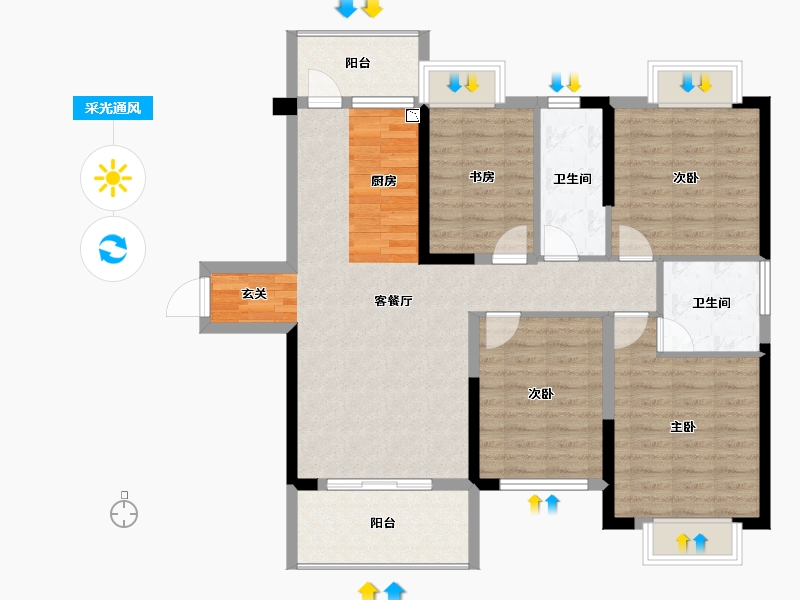 广西壮族自治区-桂林市-天骄紫东新城-102.94-户型库-采光通风