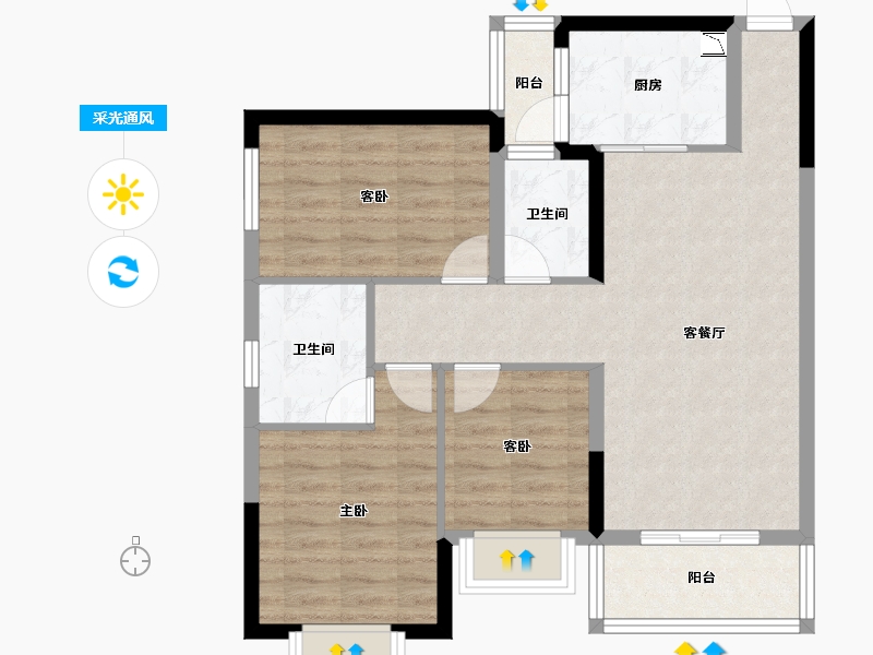 广西壮族自治区-南宁市-汉军冠江台-77.58-户型库-采光通风