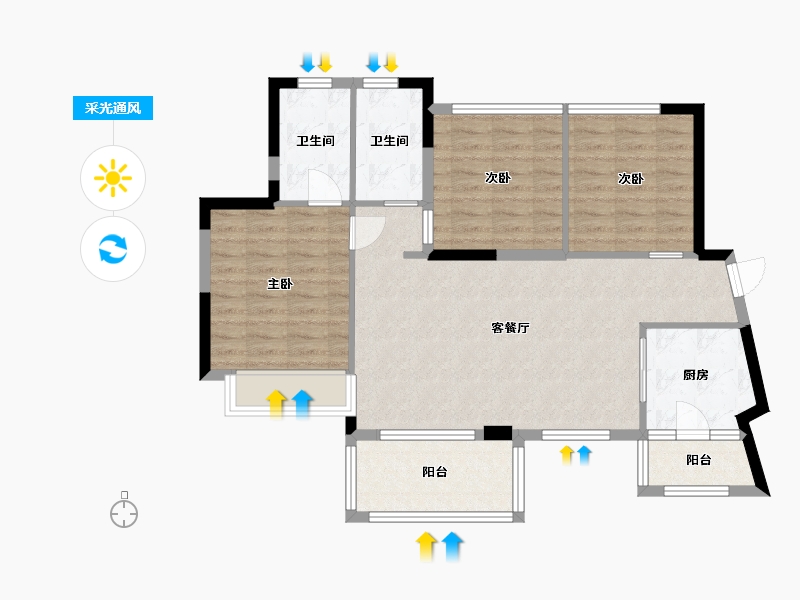 广东省-东莞市-佳兆业碧海云天-87.15-户型库-采光通风