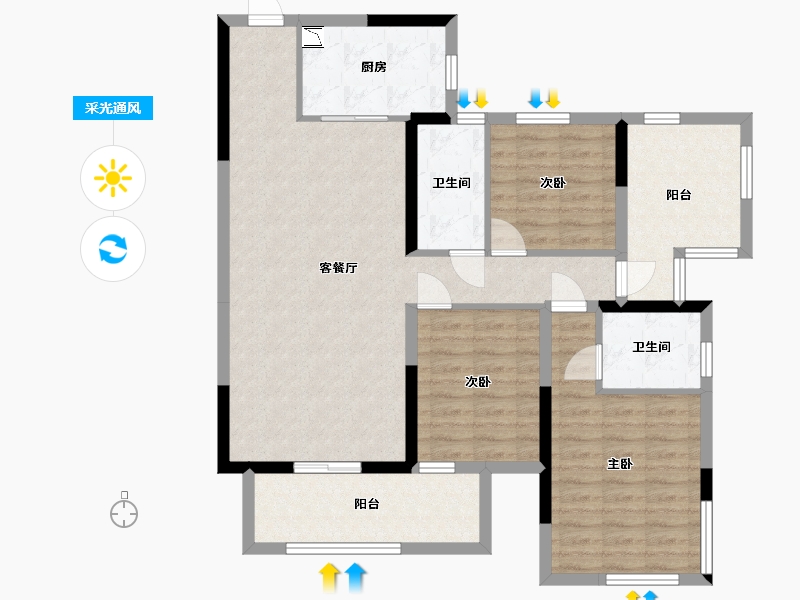 广西壮族自治区-南宁市-翰林江畔-103.26-户型库-采光通风