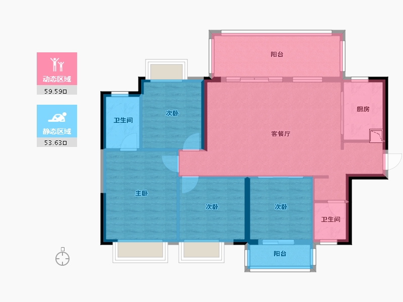 广西壮族自治区-南宁市-兴宁大唐果-102.34-户型库-动静分区