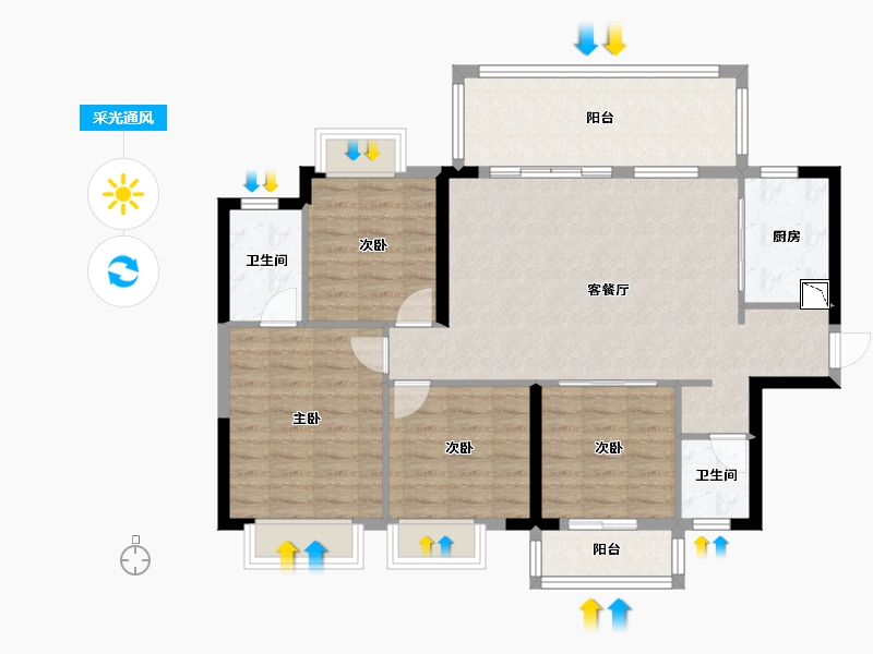 广西壮族自治区-南宁市-兴宁大唐果-102.34-户型库-采光通风