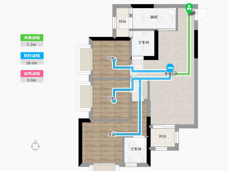 广西壮族自治区-南宁市-人和公园溪府-60.82-户型库-动静线