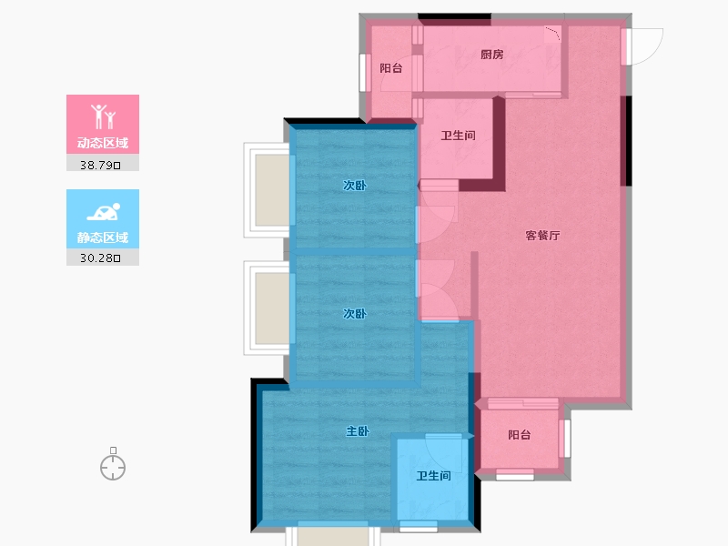 广西壮族自治区-南宁市-人和公园溪府-60.82-户型库-动静分区