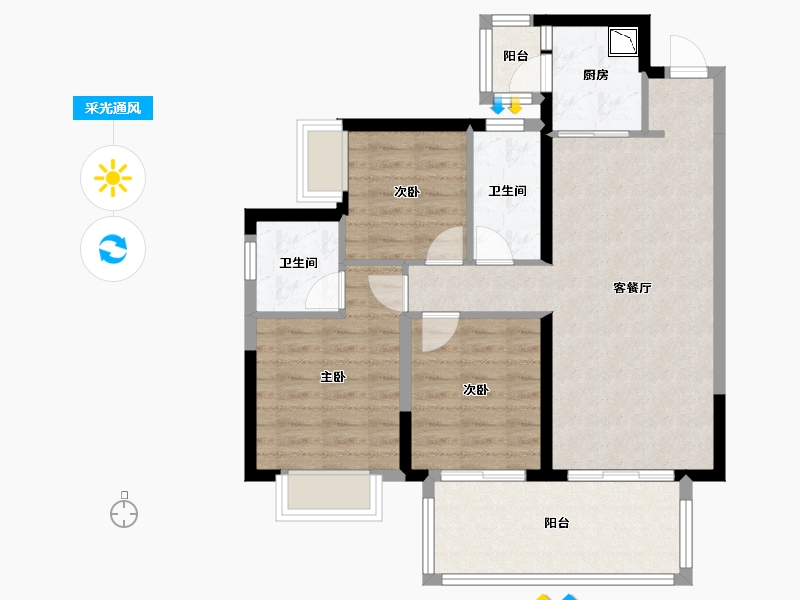 广西壮族自治区-南宁市-兴宁大唐果-80.05-户型库-采光通风