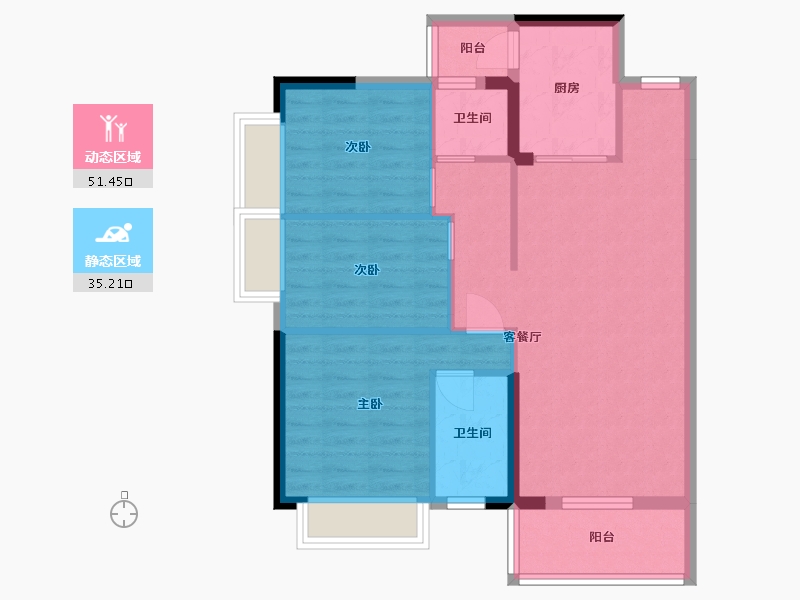 广东省-东莞市-佳兆业碧海云天-77.66-户型库-动静分区