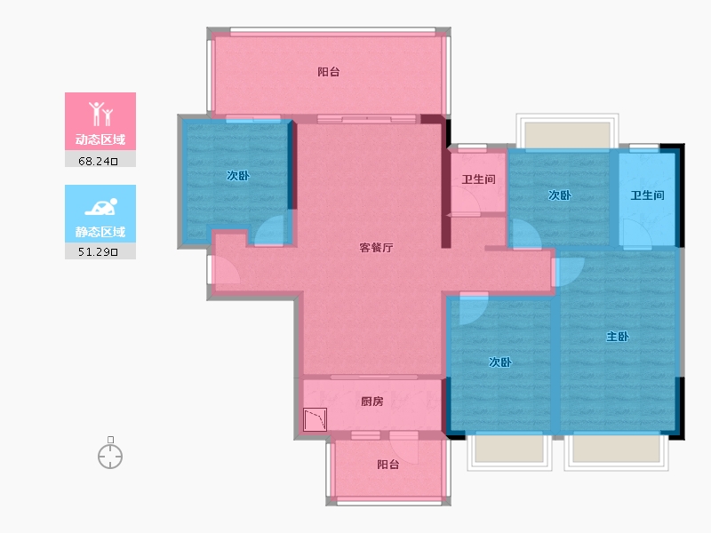 广西壮族自治区-南宁市-旭辉湖山樾-106.27-户型库-动静分区