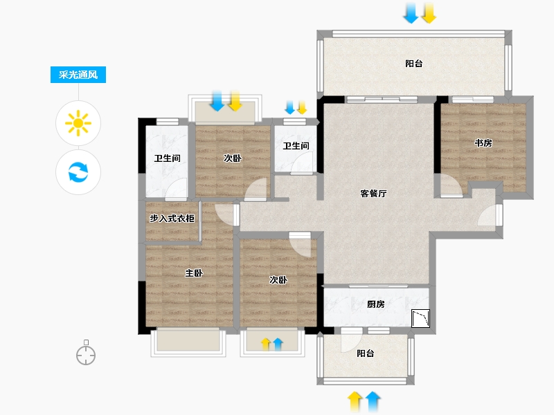 广西壮族自治区-南宁市-旭辉湖山樾-104.46-户型库-采光通风