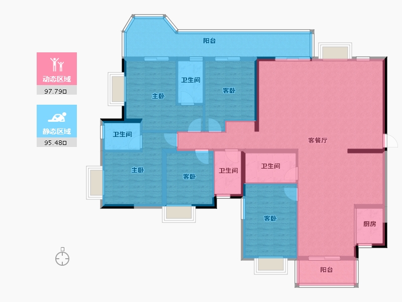 广西壮族自治区-南宁市-汉军冠江台-175.78-户型库-动静分区