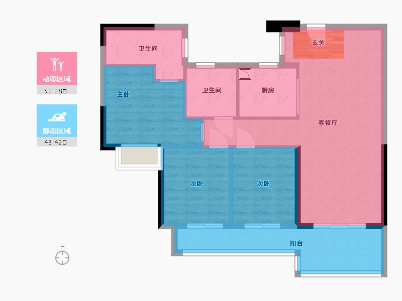 广东省-东莞市-保利滨湖堂悦-86.06-户型库-动静分区