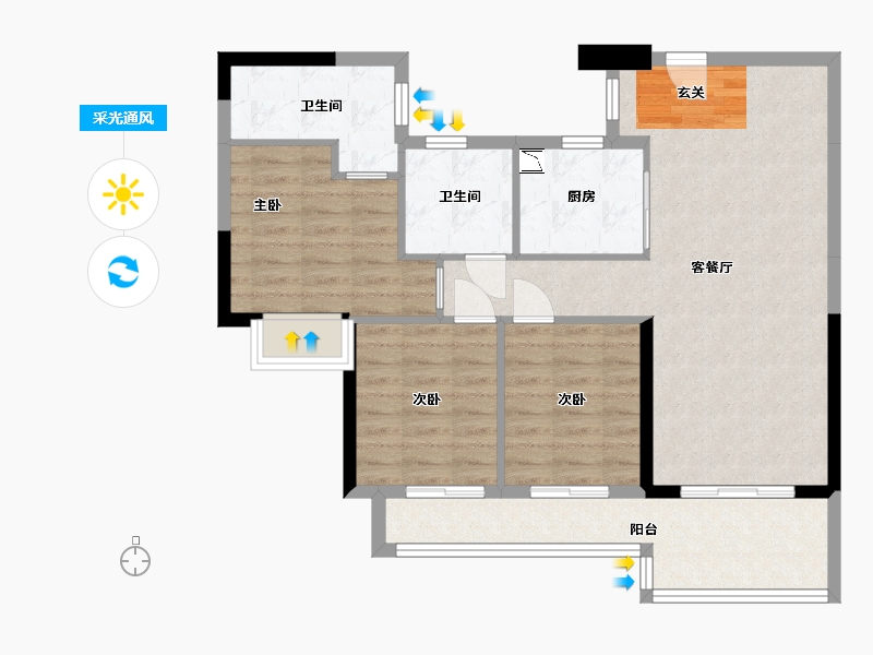 广东省-东莞市-保利滨湖堂悦-86.06-户型库-采光通风