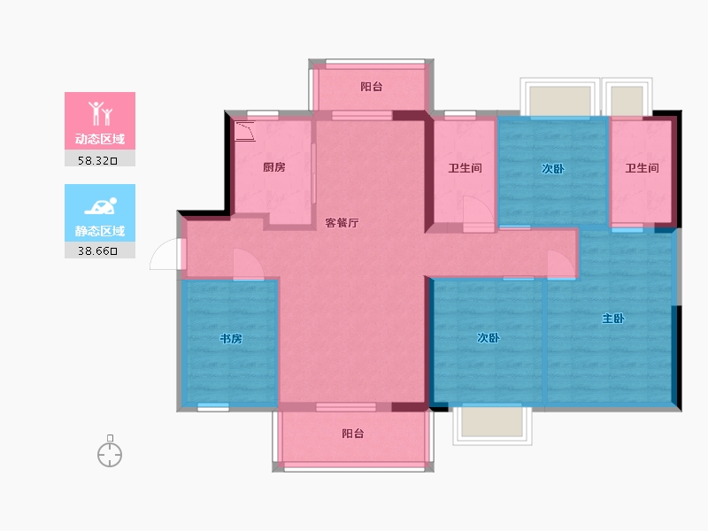 广东省-东莞市-美的招商东樾-86.41-户型库-动静分区