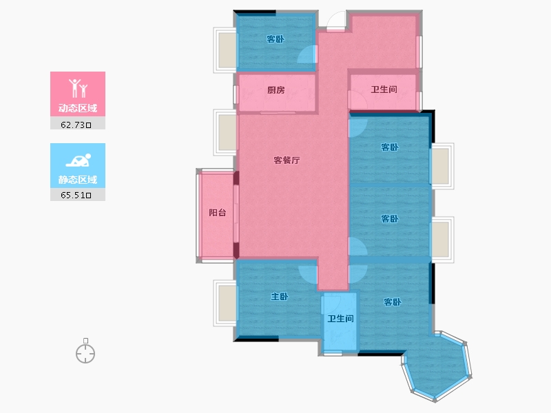 广西壮族自治区-南宁市-汉军冠江台-115.30-户型库-动静分区