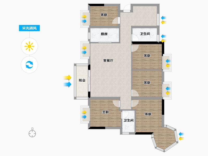 广西壮族自治区-南宁市-汉军冠江台-115.30-户型库-采光通风