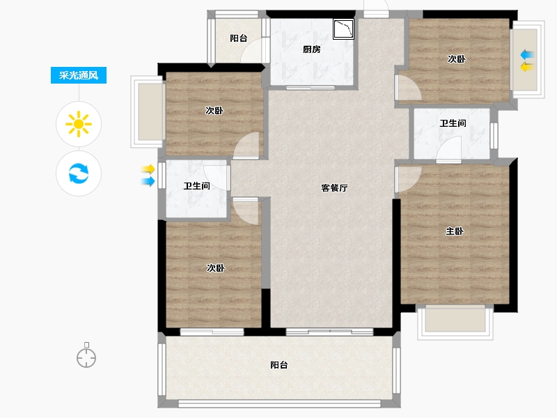 广西壮族自治区-南宁市-兴宁大唐果-104.41-户型库-采光通风