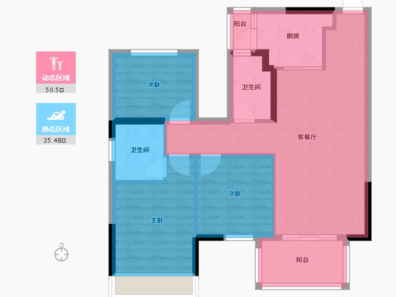 广西壮族自治区-南宁市-龙光玖誉府-76.62-户型库-动静分区