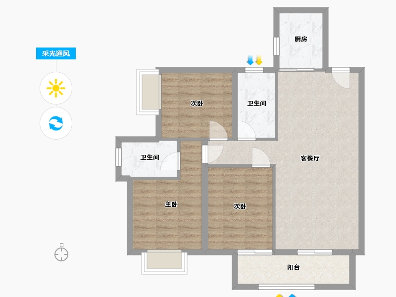 广西壮族自治区-南宁市-意洲嘉园盛景-80.64-户型库-采光通风