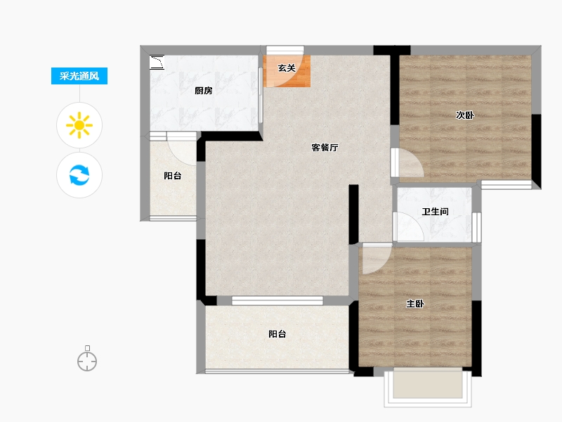 广西壮族自治区-桂林市-天骄紫东新城-68.20-户型库-采光通风