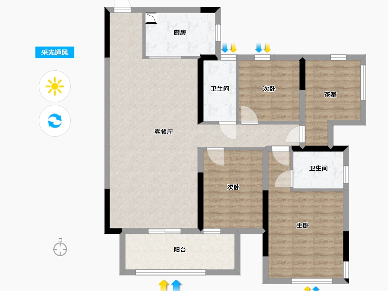 广西壮族自治区-南宁市-翰林江畔-106.43-户型库-采光通风