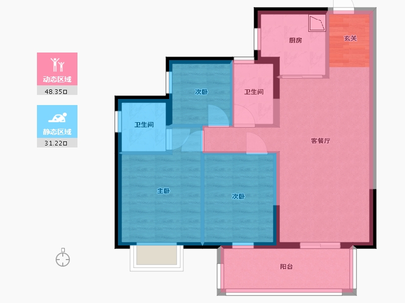 广东省-东莞市-信鸿御江东岸-70.33-户型库-动静分区