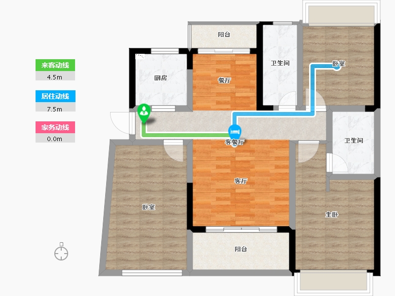 海南省-三亚市-公园88号-96.91-户型库-动静线