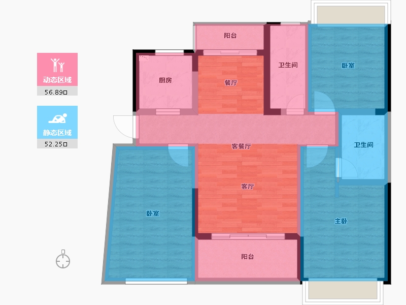 海南省-三亚市-公园88号-96.91-户型库-动静分区