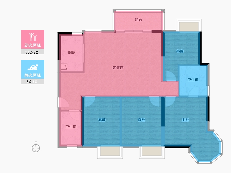 广西壮族自治区-南宁市-汉军冠江台-101.16-户型库-动静分区