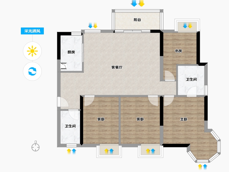 广西壮族自治区-南宁市-汉军冠江台-101.16-户型库-采光通风