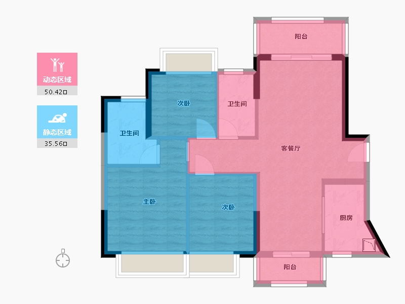 广东省-东莞市-龙光江南大境-76.61-户型库-动静分区